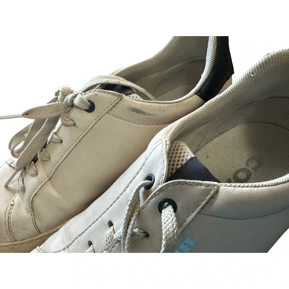 Coach C101 Low Top Sneakers Mens 10D‎ White Leather Navy Blue G4950